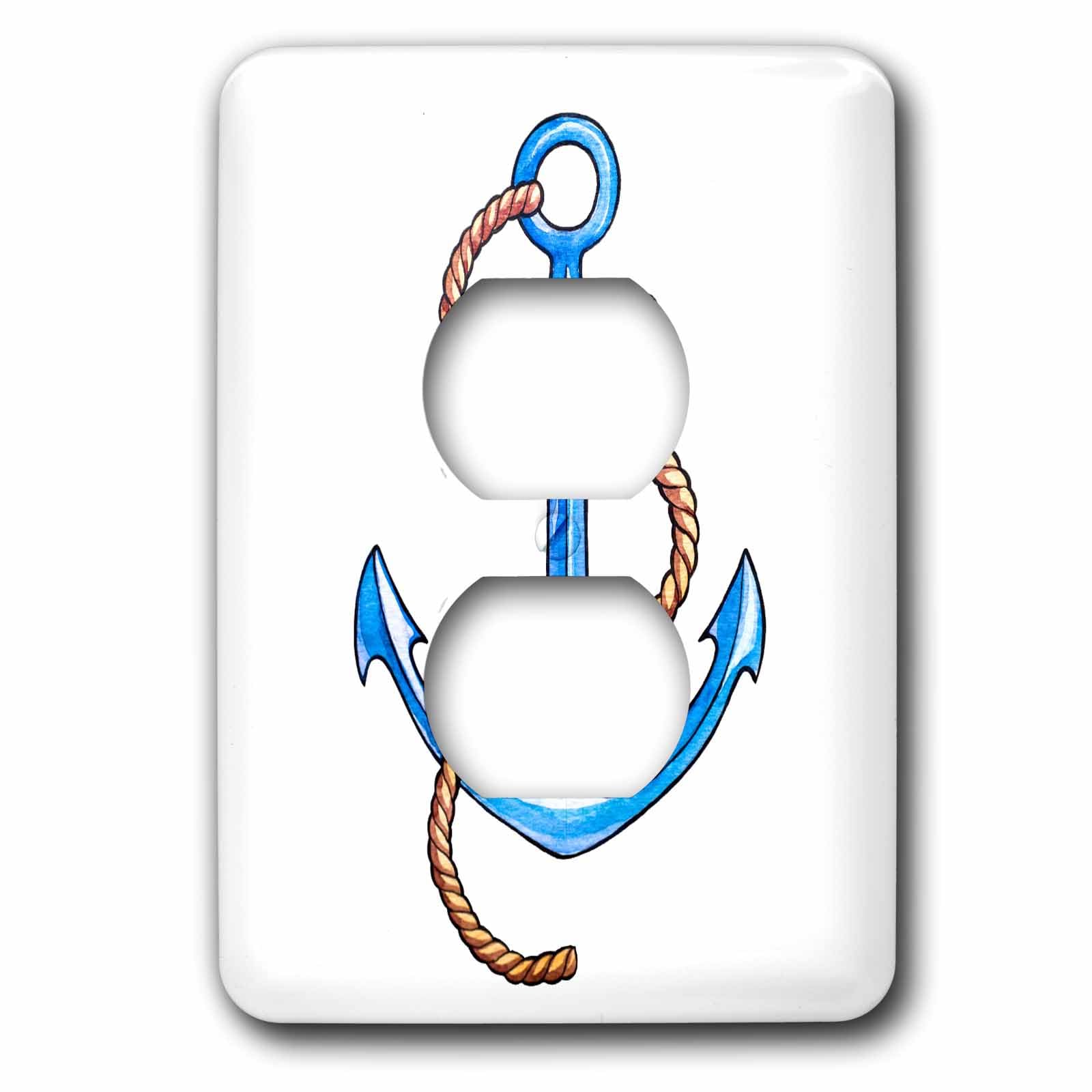 Ancre nautique bleu plaque de prise décorative pour chambre et salon bord de mer