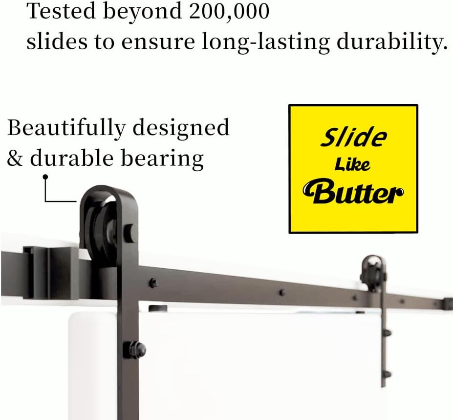 Vista 6 de Kit de herrajes para puerta corrediza de granero de 3.5 pies, mini pista única, soportes de TV pequeños, armarios para colgar puertas dobles