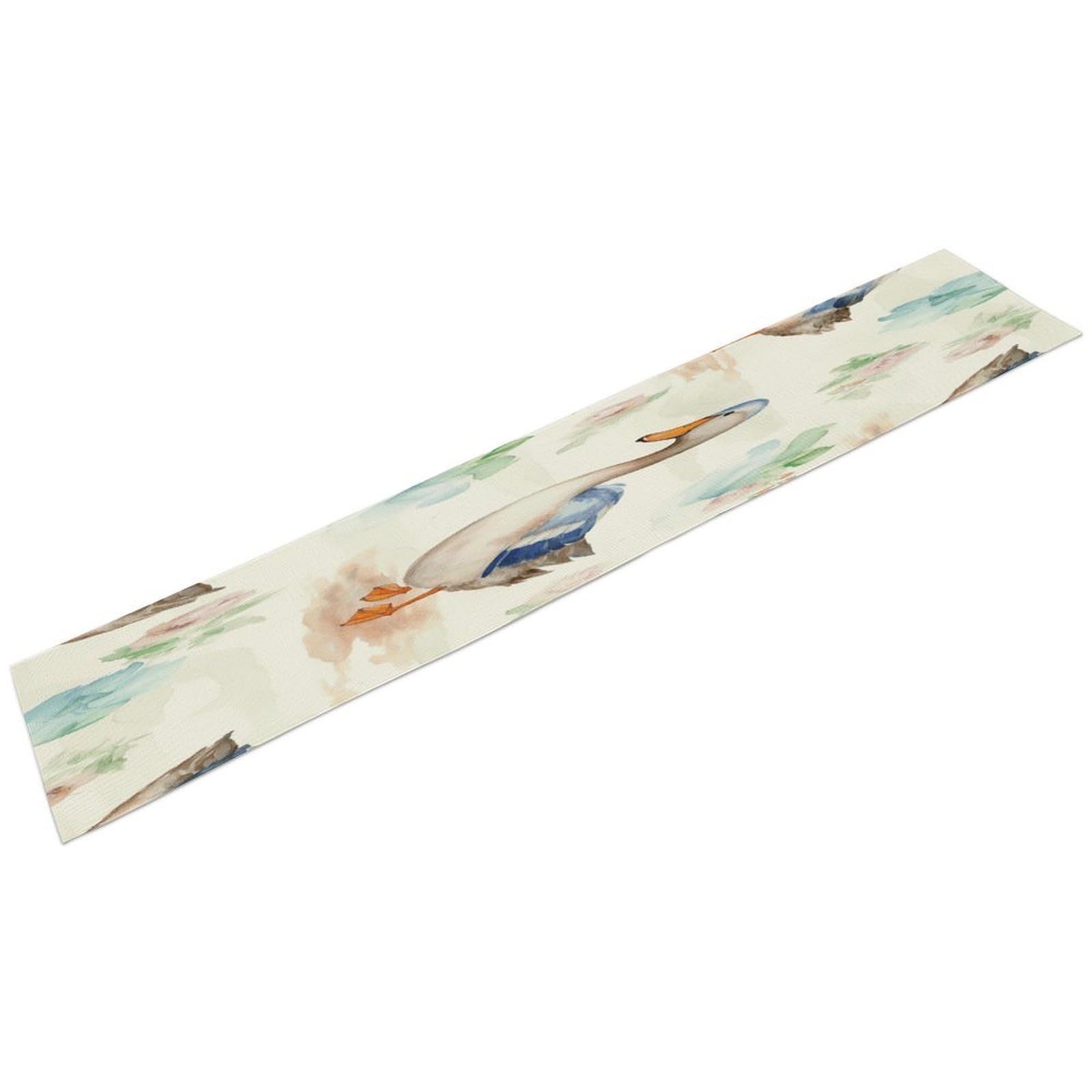 Watercolor Duck Table Runner Long Linen Table Runners Farmhouse Rustic Table Runner Seasonal Kitchen Dining Table Decoration for Home Party Decor 13 X 72 Inch