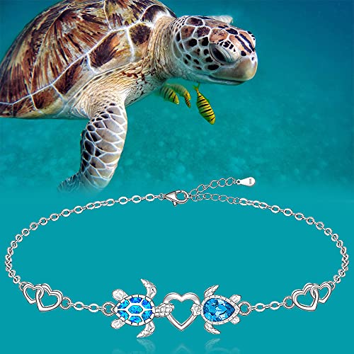 Blue Opal Sea Turtle Bracelet for Women Sea Turtle Gifts Sterling Silver Summer Beach Ocean Mother Daughter4