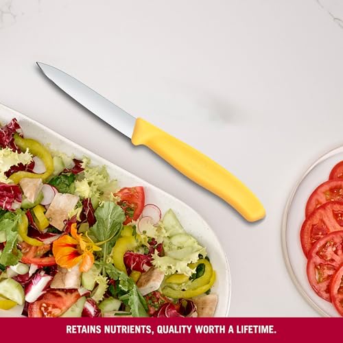Image of Victorinox Swiss Made Stainless Steel Swiss Classic Paring Knife, Straight Edge, Kitchen Tool, Kitchen Item, 8 cm, Yellow, 6.7608.C1