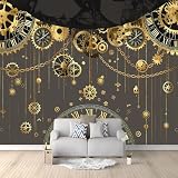 Quadro su Tela Non Tessuta - Stampa Su Tela - Nero Ingranaggi Orologio Astratto - 200 x 140 cm - Decorazione Murale - Moderno Soggiorno - quadri moderni soggiorno - poster