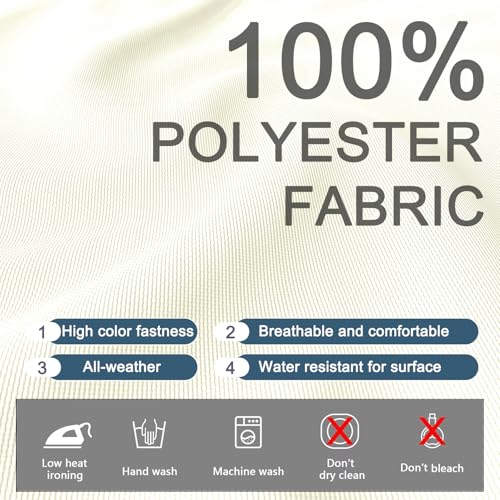 ClawsCover 3Pack Outdoor Seat Cushions Replacement Covers Fit for 4 Pieces Wicker Rattan Furniture Patio Conversation Set Loveseat Chair,38x19x2,19x19x2,Cream-Large (Include Cover Only) - Thumbnail 2