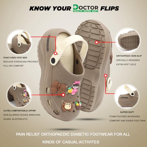 Image of DOCTOR HEALTH SUPER SOFT Women's Cartoon Charm Clogs | Lightweight EVA Slip-On Sandals | Breathable Anti-Slip Casual Garden Shoes for Boys Girls Indoor Outdoor Everyday Wear