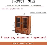 Vista 3 de Mini gabinete rústico vintage para encimera de pino, 12 pulgadas de largo x 4.7 pulgadas de ancho x 14 pulgadas de alto con 2 puertas y 2 cajones