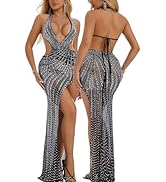 rhinestone mermaid sleeveless sequin dress dress for women high slit dress homecoming outfits