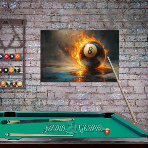 Games Home Wall Decor Pool Wall Art Billiards Paintings for Men Room Billiard Club Bar Billiard Room Gym Living Room Bedroom Prints Framed 24L" x 36W" - Image 2