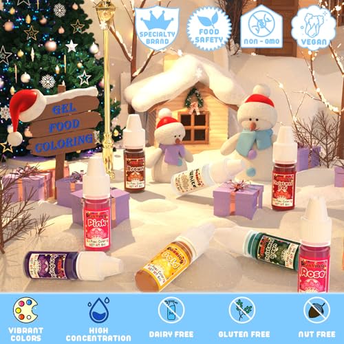 Douniog Gel Food Coloring - 16 Colors Gel Food Coloring for Baking, Neon Food Coloring Set, Concentrated Food Dye for Icing, Cake, Cookie, Easter Eggs, Slime - 6ml/ Bottle