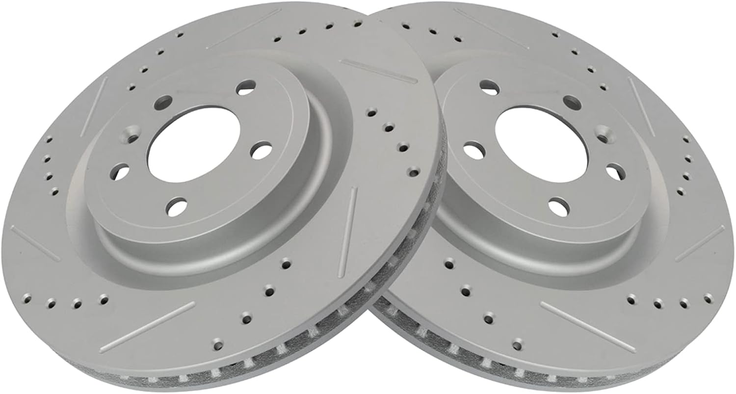 TRQ Front Performance Brake Rotors Set Premium G-Coated Compatible with 2011-2014 Ford Mustang