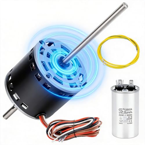 RV AC Fan Motor Replacement for Coleman Mach Replaces Fasco D1092 1468-306 1468A3069 7855MVA-A11U Y6L457D01L 7184-0156 1/3 HP 115V 1675/1080 RPM Double Shaft with Capacitor
