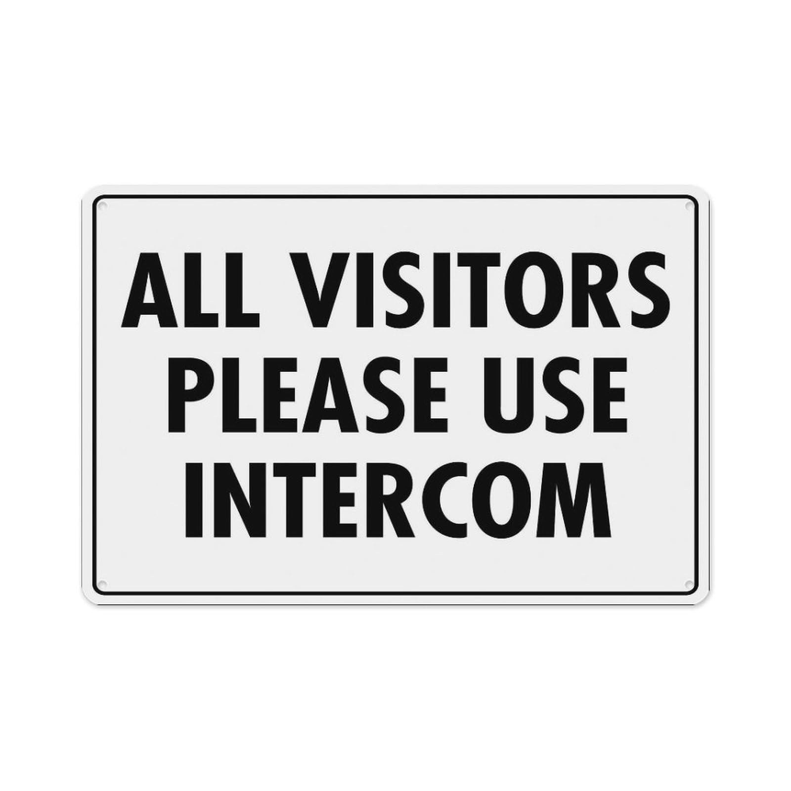 Xingfox Warning Sign 03 All Visitors Please Use Intercom Sign Aluminum Tin Warning Signs For Home Outdoor Garden 12X16 Inch