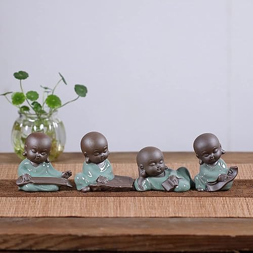 Miniatura 7 de Estatua de cerámica para mascotas, figura creativa de monje zen de arena morada para decoración de escritorio de oficina en casa, regalo