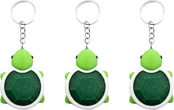 3D Printed Turtle Fidget Clicker Keychain Stress-Relieving Keyboard Fidget Toy for Adults, Decorative Key Ring for Backpack, Travel, and OfficeSet of 3