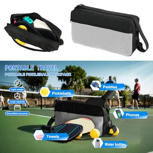 Bolsa de pickleball de gran capacidad con malla transpirable y correa ajustable 7