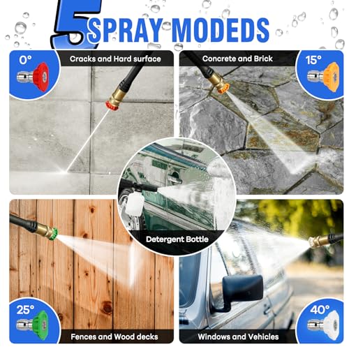 Pressure Washer, Power Washer with 4 Quick Connect Nozzles, High Pressure Cleaning Machine with Foam Cannon for Cars/Fences/Driveways/Patios/Home Cleaning, Blue