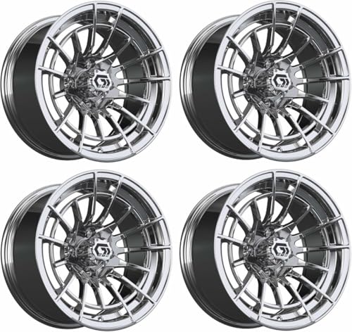 GTW Boost 14 Inch Aluminum Golf Cart Wheel 14x7 | 4-4 Bolt | 3:4 Offset | Set of 4 (Chrome)