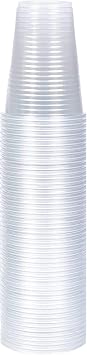 100 X 180ML Clear Plastic Disposable Drink Cups for Water Coolers/Travel/Camping/Parties and Events- 180ML / 7 Ounce 100