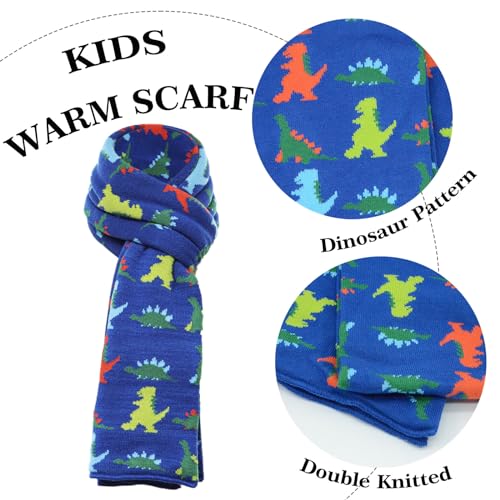 Kids Winter Hat Gloves Scarf 3 Piece Set Toddlers Dinosaur Pom Pom Beanie Children Knitted Warm Set4