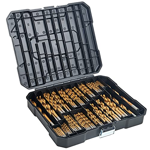 BeHappy Drill Bit Set 230 Pcs, 3/64"-1/2" Titanium Drill Bit Set, Drill Bits for Metal and Wood, High Speed Steel Drill Bit Set for Wood Plastic Aluminum Alloy Drilling