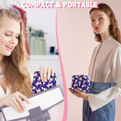 Image of Likesing 5.1 inch Mini Makeup Bag for Purse, Nylon Small Makeup Pouch Travel Cosmetic Make up Bags for Women Girls, Cute Preppy Mini Toiletry Bag Coin Pouch Period Bag(N0902 Blue)