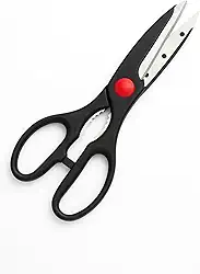 Tesoura Multiuso de Aço Inox para Cozinha Cabo Ergonômico Emborrachado Preto e Vermelho