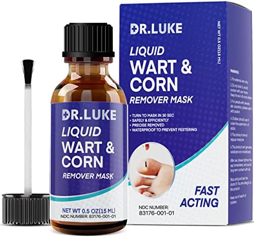 Dr. Luke Liquid Wart Remover & Corn Remover Mask, Exclusive Formula Liquid Wart Removal Mask, Fast-Acting Corn Removal Mask for Plantar Wart, Corn, Common Wart, and Flat Wart