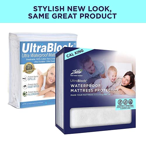 Ultrablock Waterproof Mattress Protector - California King Mattress Cover - Cotton, Hypoallergenic, Machine Washable - Protects Against Bedwetting, Bed Bugs, Spills And Dust Mites #TOP1