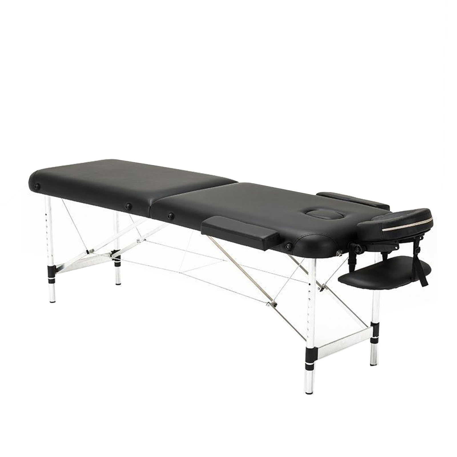 Lettino da massaggio, lettino portatile, telaio in alluminio adatto for camera da letto, spa, casa vacanza, salone di bellezza, può sopportare circa 130 kg(Black,185x60cm)