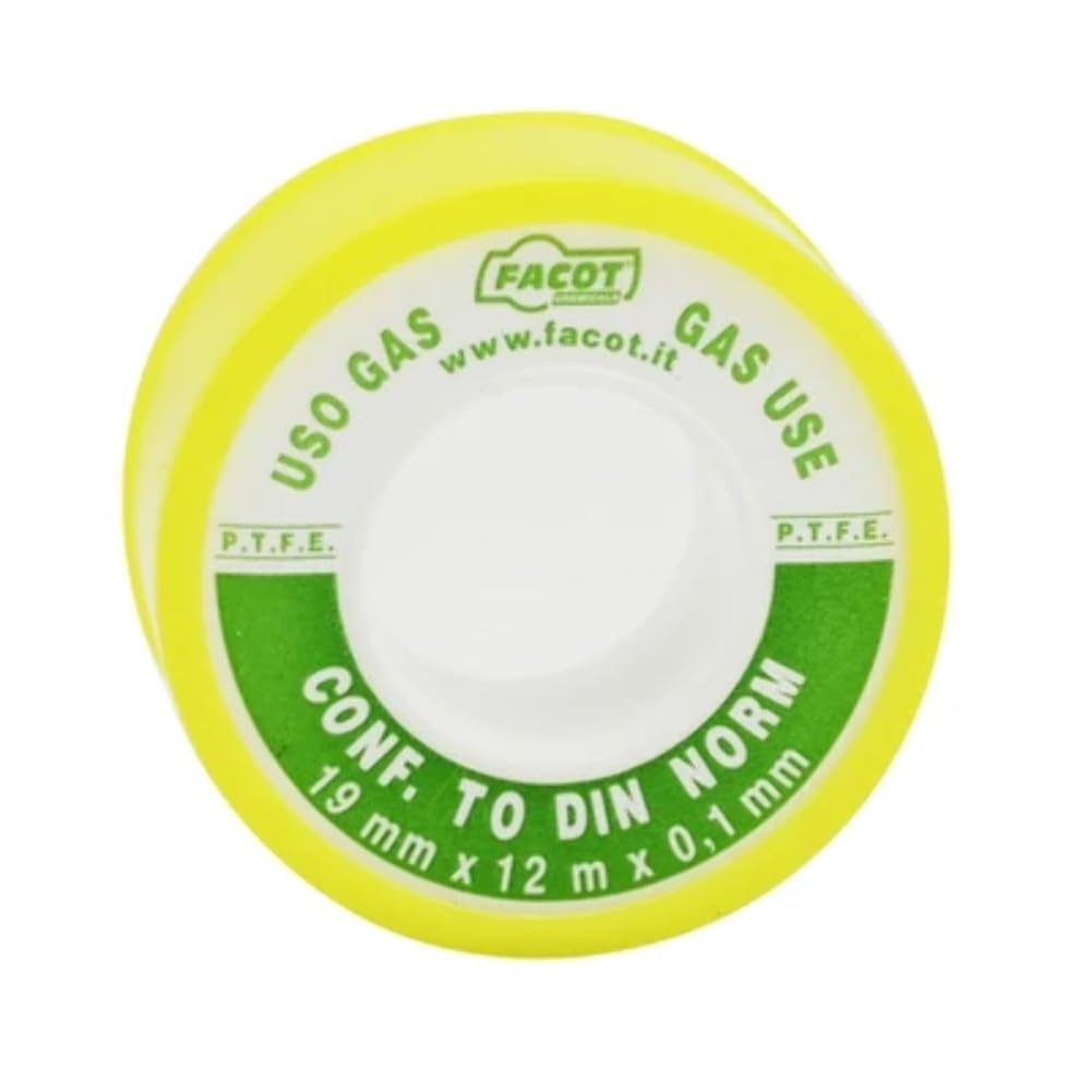 FACOT Cinta de teflón PTFE DIN para gas, 12 mm de altura x 12 m