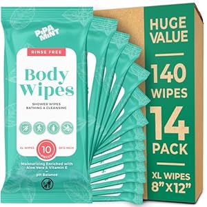 Body Wipes – (14 Pack) – 140 XL Bath Wipes for Adults No Rinse, Adult Wipe for Elderly – Body & Face Gentle Skin Cleansing, Shower Wipe Bathing for Travel, Elderly, Car, Gym, Camping (8×12 Inch)