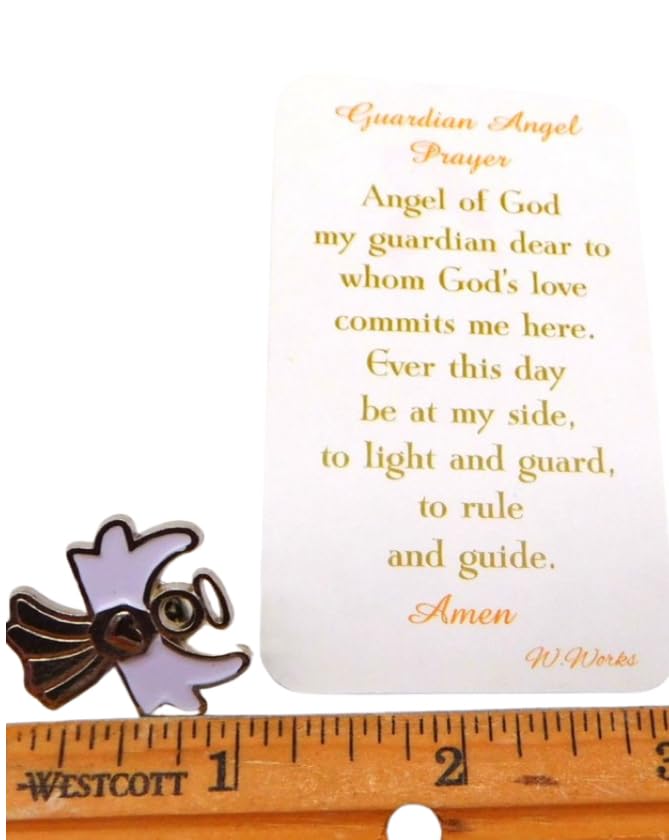 Guardian Angel Lapel Pin Gift Set with Metal Brooch and Holy Prayer Card Fashion Jewelry for Girls2