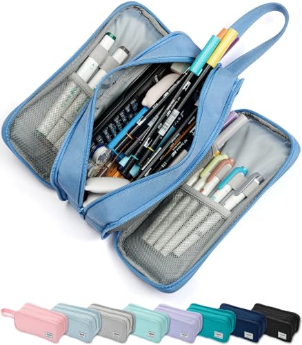 Image of SPACEMATE Pencil Case Pouch Box Bag School Supplies Girls Boys Kids, Cute Preppy Stuff Big Capacity Aesthetic Pen Organizer, Back to College Stationary, Cornflower Blue, Extra Large Style, 2300ml