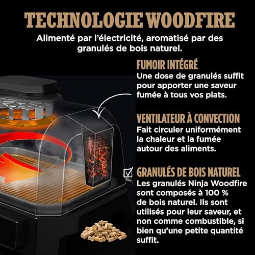 Ninja Woodfire Pro Connect XL Barbecue Électrique & Fumoir avec Contrôle d'Application, 2 Sondes, Grille, Housse, Revêtements & Brosse, Grill & Friteuse sans huile 7-en-1, Bleu & Noir OG901EUAMZ - 16