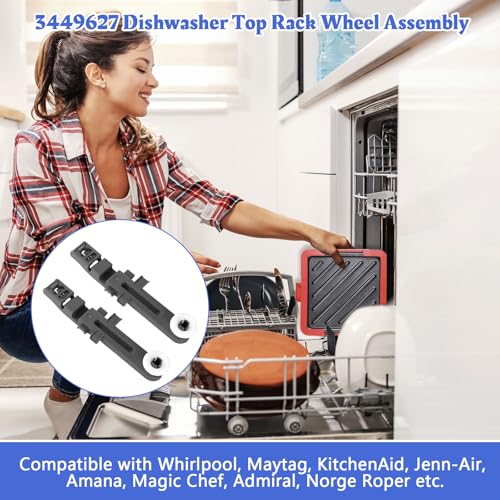 Image of 2 Pack W10571738 Dishwasher Upper Dishrack Adjuster And Wheel Assembly