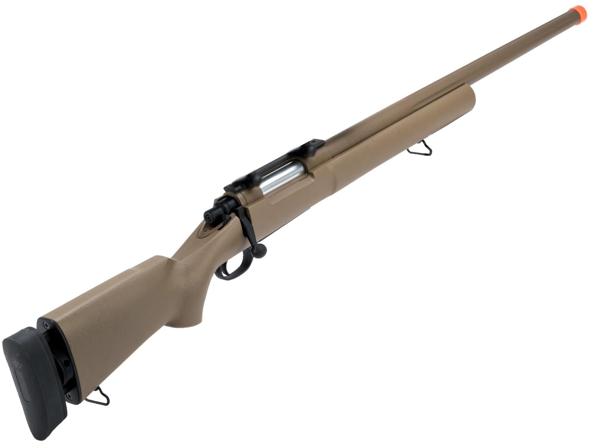 Evike Airsoft - CYMA Standard M24 Mil-Inspired Airsoft Cycling Action Elite Scout Rifle (Color: Tan/Fluted Barrol/Rifle Only)