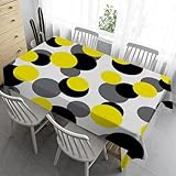 Gelber Kreis Tischdecke Klein Tischdecke 80x80 cm - Grau-Weiß Tischdecke Outdoor Abwaschbar Gartentischdecke Eckig Tischdecken Wasserabweisend Fleckschutz für Geburtstag Bierzeltgarnitur JK137