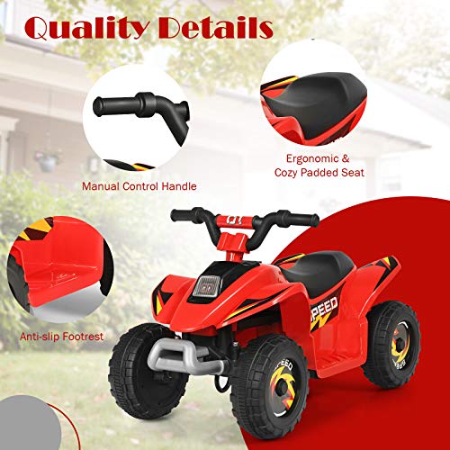 Image of HONEY JOY Ride On ATV, 6V Mini Off-Road Battery Powered Motorized Quad for Kids, Anti-Slip Wheels, RWD 4-Wheeler Electric Ride On Toy Car for Toddlers (Red)