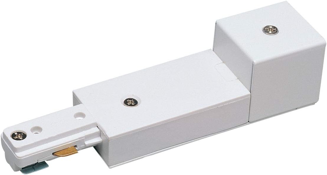 Nora Track Light NT-328W - White - Live End Conduit Connector - Single Circuit - Compatible with Halo Track