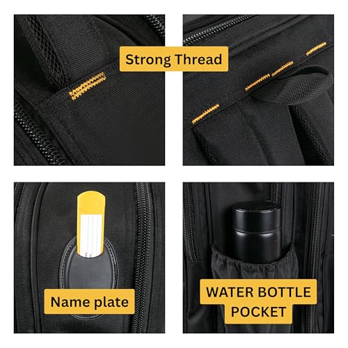 Image of FRILLA Professional Tool Backpack, 50 Pockets, Heavy-Duty Storage with Laptop Compartment, 33 x 24 x 48 cm, Black