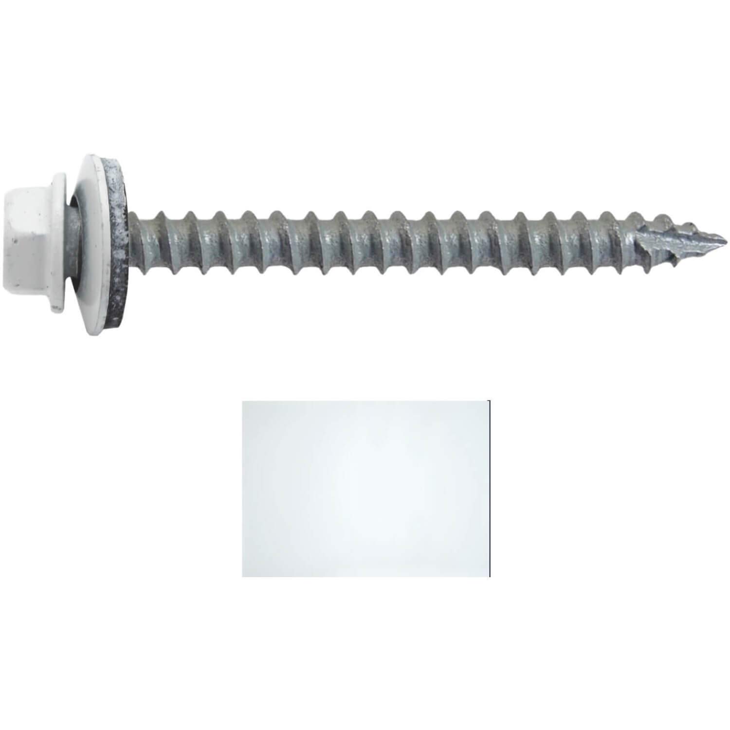 Viti per coperture in metallo #14: (250) viti x 2-1/2" BRITE BIANCO testa esagonale per tetto in lamiera. Avviamento automatico/maschiante viti da metallo a lamiera con rondella EPDM. per coperture