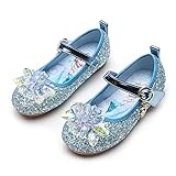  Eleasica Par de Zapatos Planos con Plantilla con Estampado de Princesa Elsa, Zapatillas de Baile a Juego con Vestido de Princesa, Zapato de Cristal de Cenicienta para niñas de 3 a 12 años