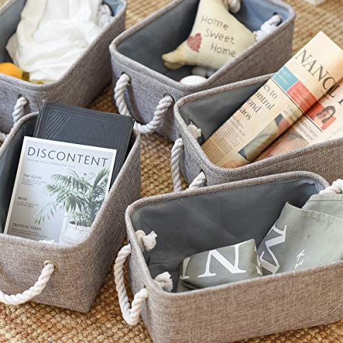 image for TheWarmHome Foldable Small Storage Baskets with Strong Cotton Rope Han