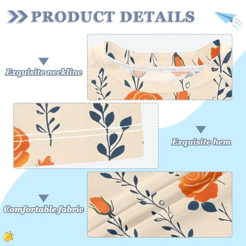 ALAZA Kids Rash Guard Girls Toddler Swim Shirts Short Sleeve Orange Rose UPF 50+ 3T3