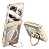 Foldable Mobile Phone Case for Motorola Razr60 Ultra 360  Rotating Ring Holder Kickstand [Non-Yellowing] Transparent 4 Corners Shockproof Protective Case for Moto Razr Ultra 2025 Gold for