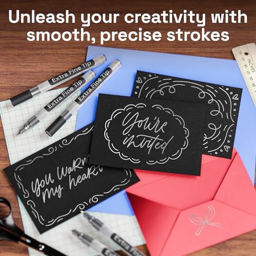 Image of ARTISTRO 5 Silver Paint Pen for Rock, Glass, Ceramic, Wood, Tire, Fabric, Metal, Canvas, Marking, Painting - Set of 5 Acrylic Paint Markers Water-based