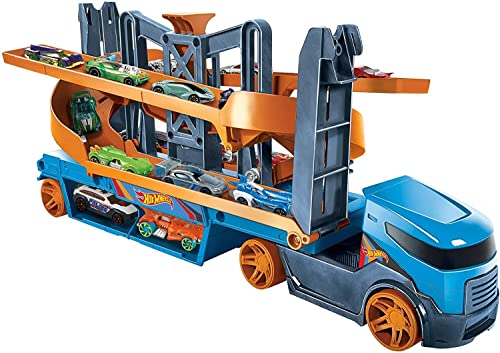 Hot Wheels Camion Lanzador y Elevador de Coches de Juguete (Mattel GNM62)