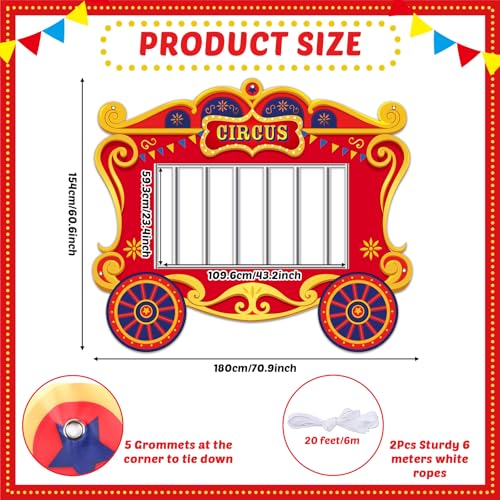 Image of Circus Party Decorations Carnival Cage Shaped Photo Backdrop Circus Photo Booth Props Large Carnival Photos Banner Hanging for Kids Boys Girls Birthday Baby Shower Party Game Favors Supplies