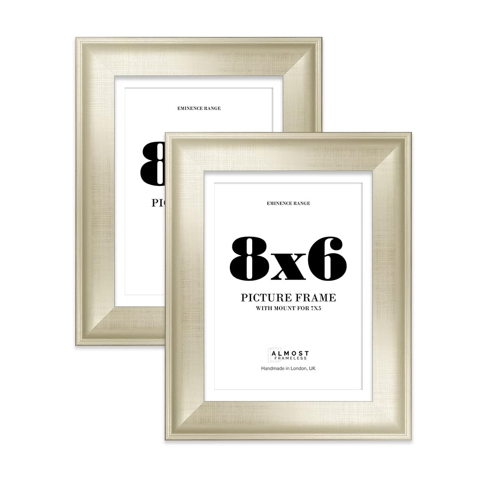 8x6" Silver Picture Frame with 7x5" Mount - Shabby Chic Photo Frame with Distressed Finish, Wall Hooks and Kickstand, 32mm Edge - 2 Pack
