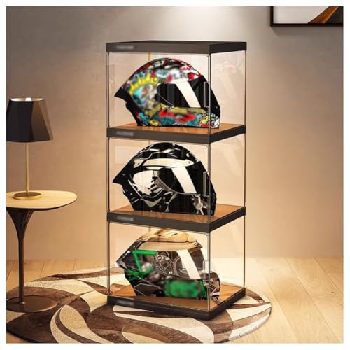 Witryna na kaski motocyklowe, plastikowe pojemniki do przechowywania z magnetyczną pokrywką, organizer na przedmioty kolekcjonerskie i figurki (9 szt., 120 x 30 x 94,1 cm)