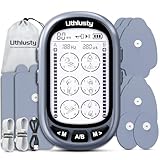TENS Unit Muscle Stimulator for Pain Relief Therapy, Dual Channel TENS & EMS Machine with 24 Modes, 36 Intensity Levels, Large Screen Design, 10 Reusable Pads – Light Grey (Button Layout A)